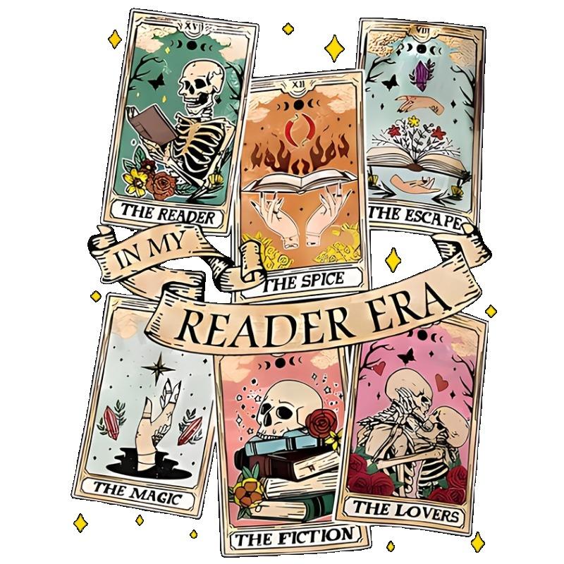 Women Loose T Shirt Black Tarot Cards Reader Era Print Casual Everyday Wear