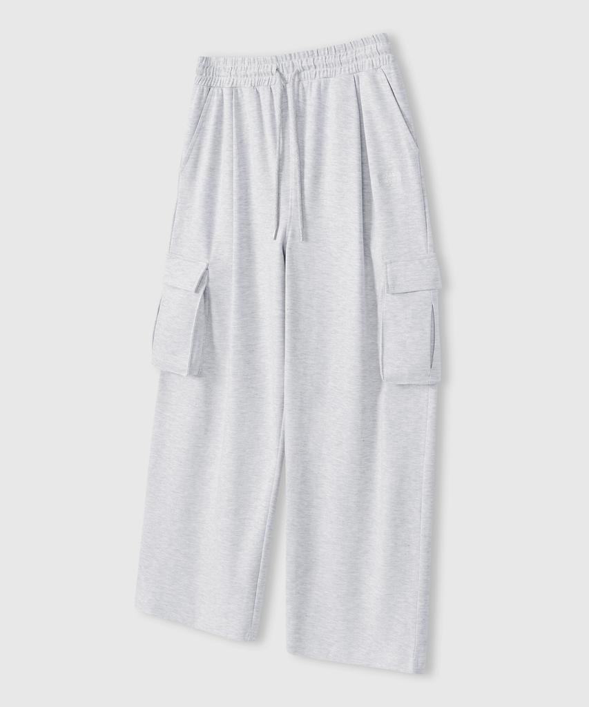 LEMAIN SECOND One-Pleat Wide Cargo Sweatpants [White Melange]