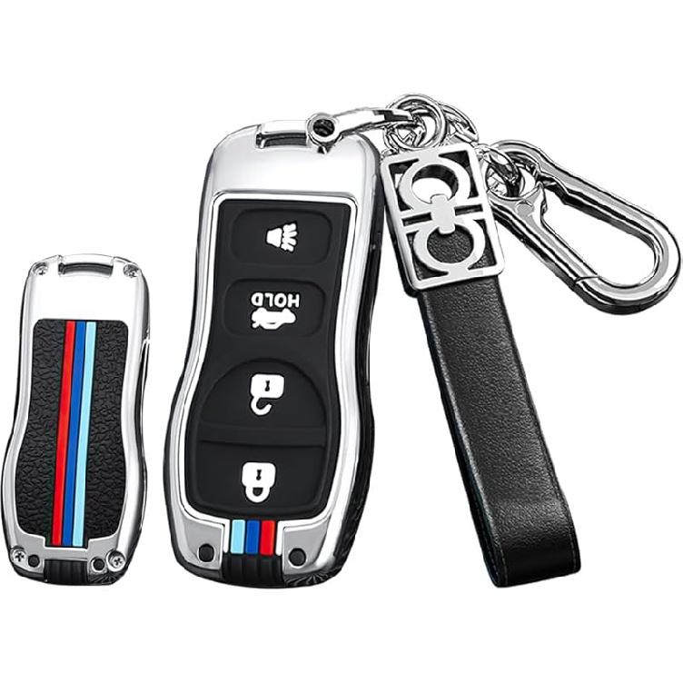 

HIBEYO 3-кнопочный чехол-брелок из сплава для ключа Nissan Tiida Sentra X-Trail T30 Altima Frontier Armada Maxima для Infiniti QX56 JA60 FX35 Чехол для смарт-ключа 4 Button Silver