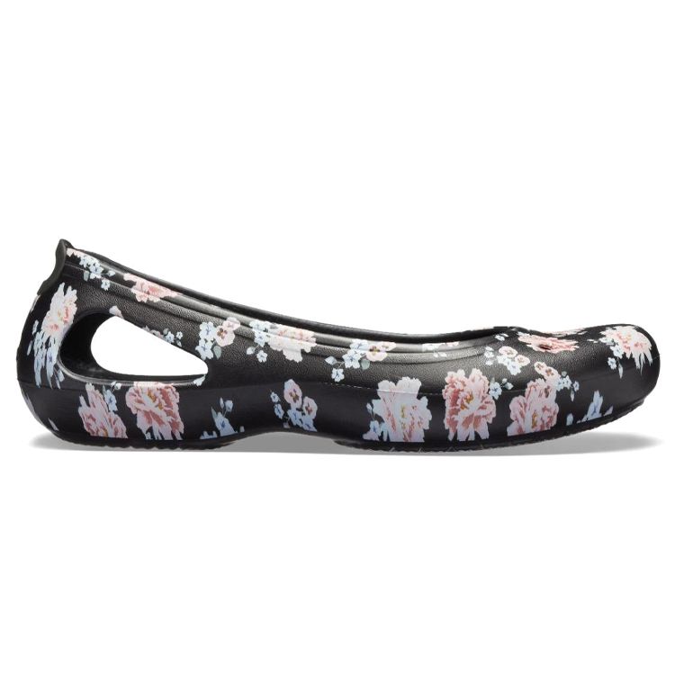 Crocs Kadee Módní duté květinové ploché sandály Dámské sandály Černé 205862-97J