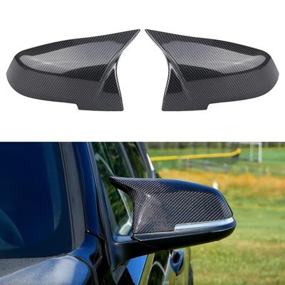 2pcs Rearview Mirror Cover Cap Carbon Fibre Black For BMW Series 1 2 3 4 X M 220i 328i 420i F20 F21 F22 F23 F30 F32 F33 F36