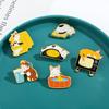 Personalized cat brooch kitten drinking water play metal badge alloy dripping oil clothes bag