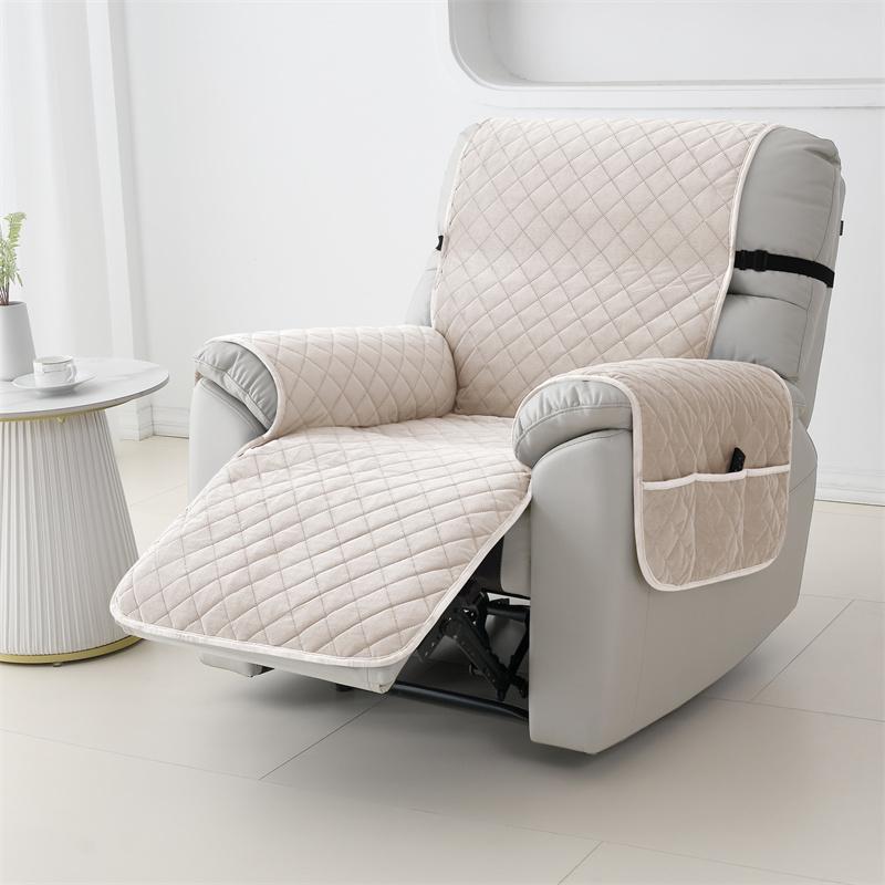 

Чехол для кресла-реклайнера на 1 место с карманами, из голландского бархата, чехол для кресла, нескользящий, с эластичным ремешком, чехол для дивана для гостиной 1 Set