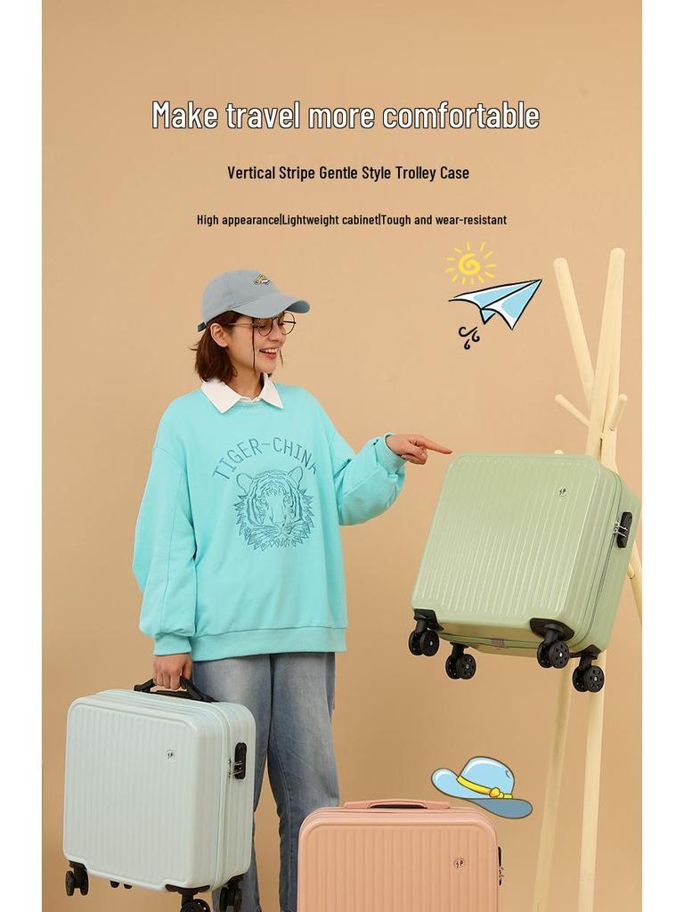 18-inch Lightweight Carry-on Trolley Suitcase with Zipper Lock for Men, Women, and Students