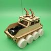 RemoteControl Tank Car Light Wood Finish Cut Wooden Vehicle Kit TurretRotating Top Piece DIY Armored