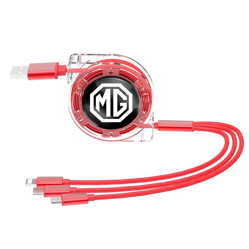 Car Charging Cable 3 In 1 USB Cable For Lightning Type C Micro USB Fast Charging Cable For Morris Garages MG 3 5 6 7 HS ZS GS H
