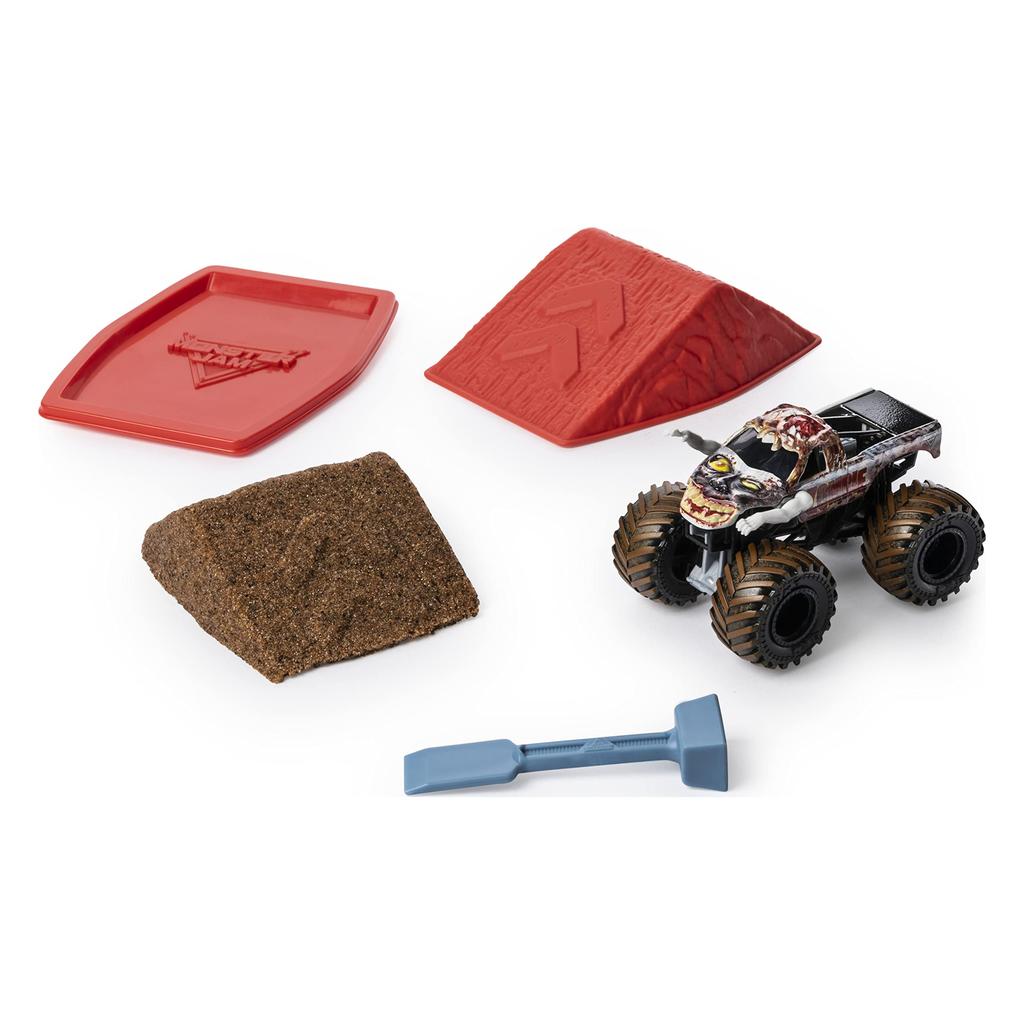 Monster Jam Zombie Monster Dirt Starter Set: 8 oz Monster Dirt and Official 1:64 Scale Die-Cast Trucks