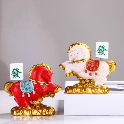 Vivid Resin Horse Figurine Chinese Style Desktop Ornament New Year Mascot Miniature Good Luck Red Zodiac Ornaments Cabinet