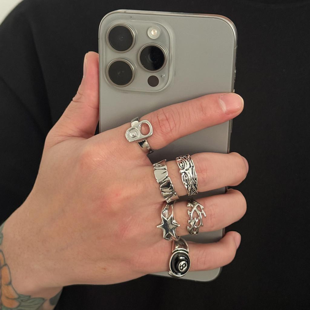 Star Shape Alloy Ring With Vintage Silver Finish For Men And Women