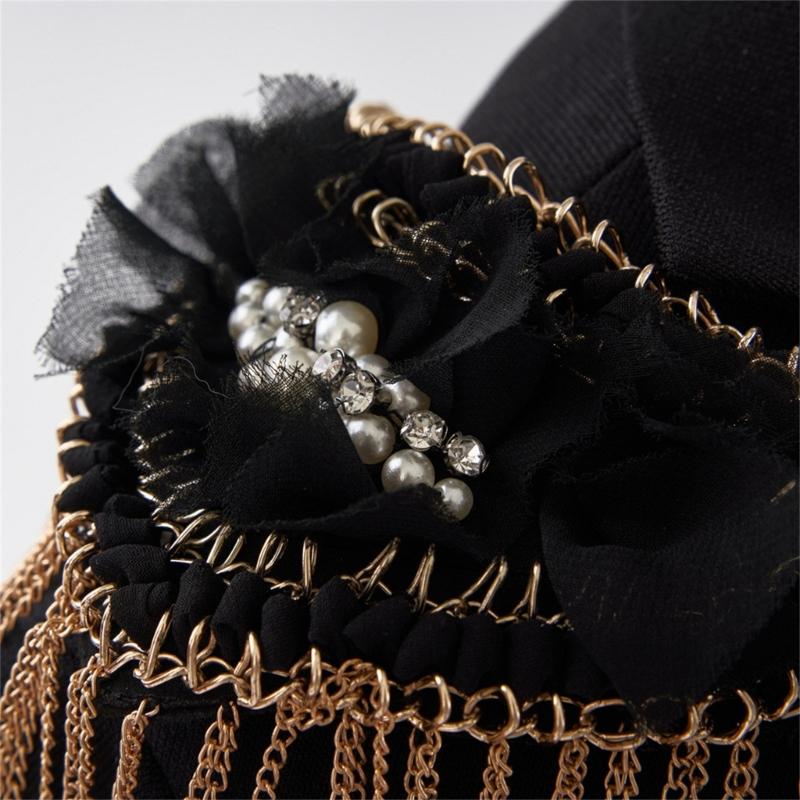 Metal Tassels Chain Epaulettes Uniform Shoulder Badges Artificial Pearls Beaded Epaulet for Party Costume Accessories Top Sale