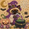 Full Drill Pearl Painting Kit with Frame 20x20cm Halloween Animal DIY Bead Art 3D Sparkling Wall Decor