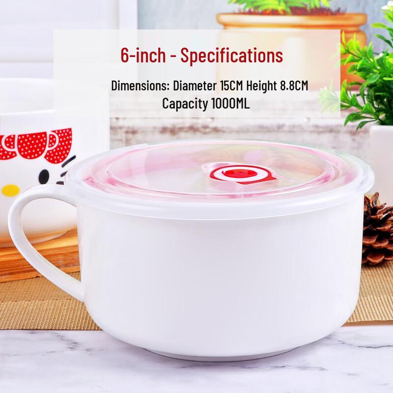 ZISIZ Large Capacity Cartoon Ceramic Noodle Bowl