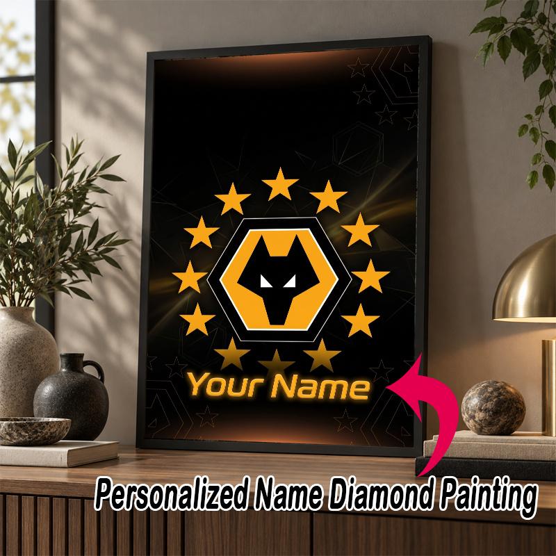 Custom Name Wolverhampton Wanderers 5D Diamond Painting Personalized Full Drill Diamond Art Kit Gift