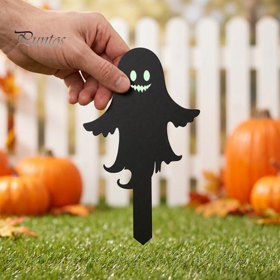 Durable Halloween Yard Signs Garden Stake, Black Cat Sign with Glow-in-the-dark Easy Installation Stakes Eyes, Waterproof Spooky Ghost Silhouette for