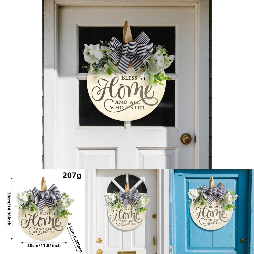 Hölzerne Garten-Willkommensplakette mit künstlicher Blüte und Schmetterlingsbindern für den Außeneingang