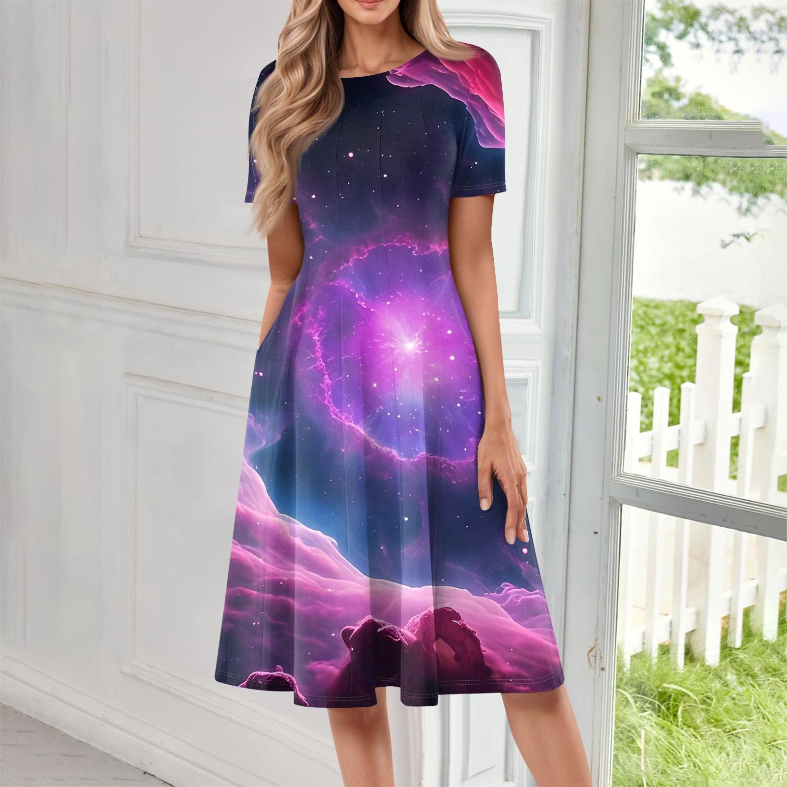 

Женское летнее повседневное платье U-образной формы с завязкой на кармане и короткими рукавами L фиолетовый