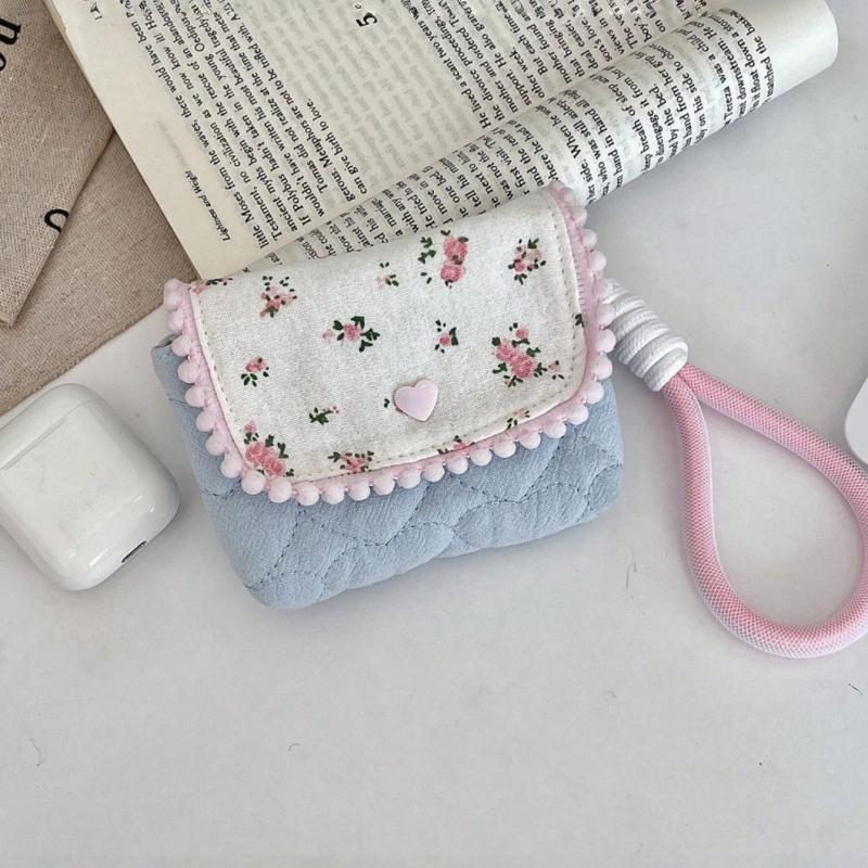 1Pc Cute & Fresh Lace Earphone Case, Soft Case For Wireless Bluetooth Earbuds, Pattern Floral Christmas Gifts, Wedding Gifts