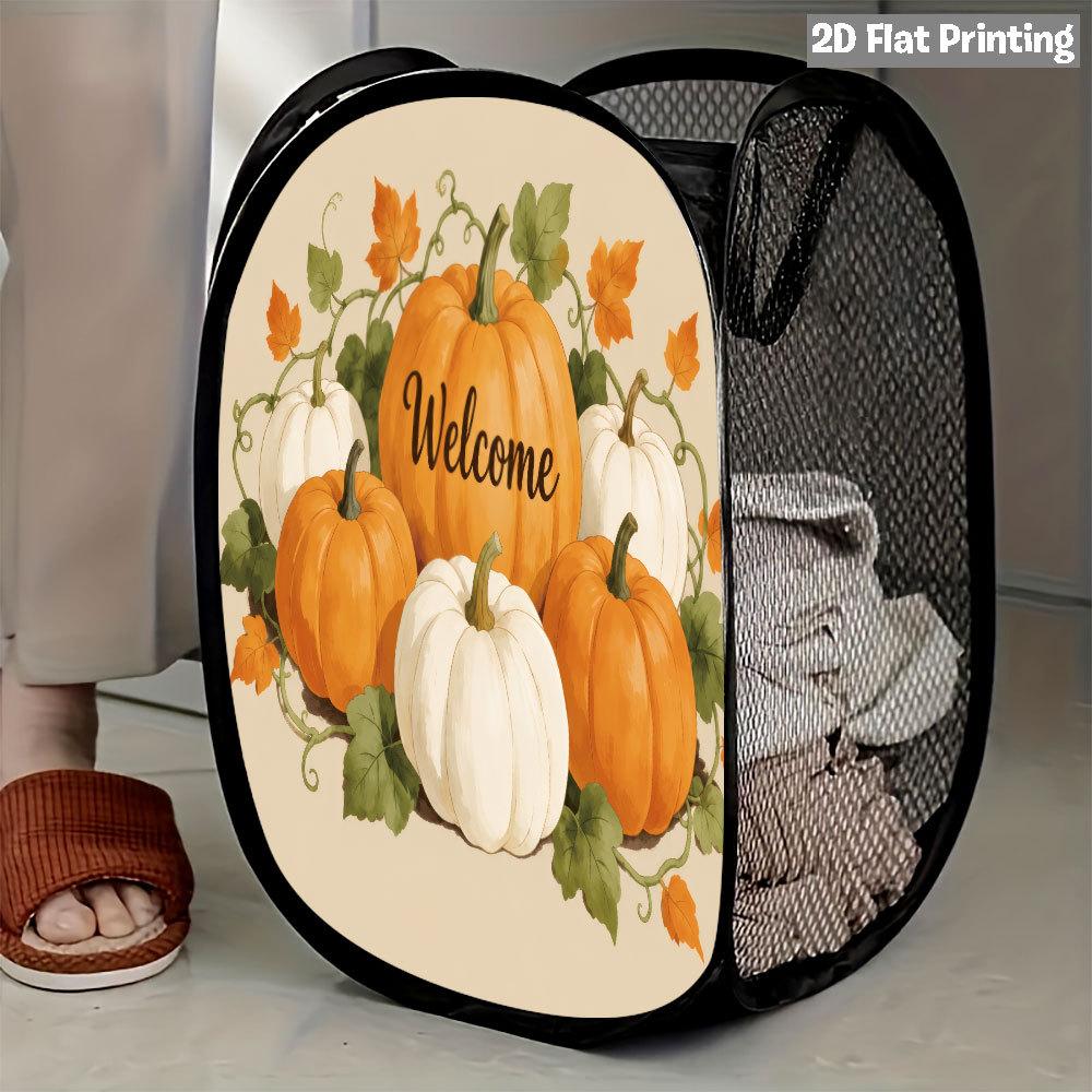 1Pcs Autumn Sunflower Pumpkin Series 3 Pop-Up Laundry Hamper Expandable Mesh Hamper Basket for Room Bedroom Bathroom Organization Contemporary Storage