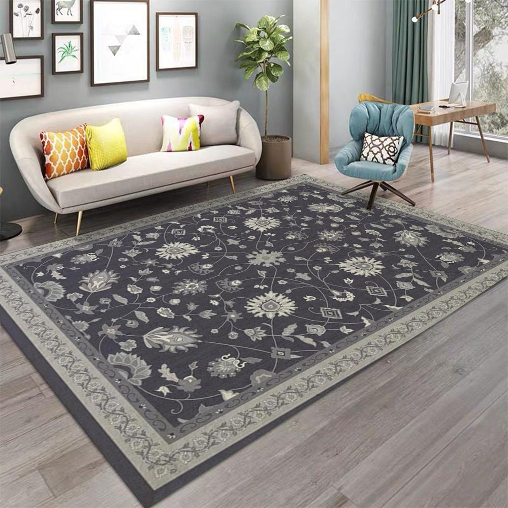 Modern Retro Floral Print Carpet for Living Room Sofa Rug Home Decor Bedroom Rug Lounge Hallway Floor Mat Doormat Washable
