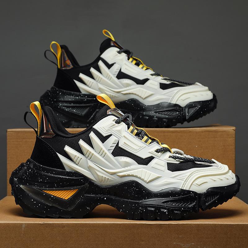 Men's 2025 New Autumn Breathable Running Shoes - Stylish Black Sports Casual with Height Increase