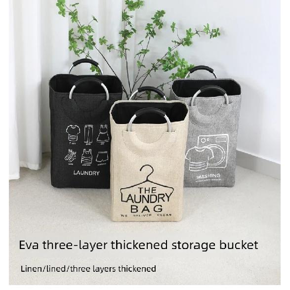 Collapsible Linen Laundry Basket with Handles Waterproof Large Capacity for Dirty Clothes Bathroom Bedroom Laundry Room Storage