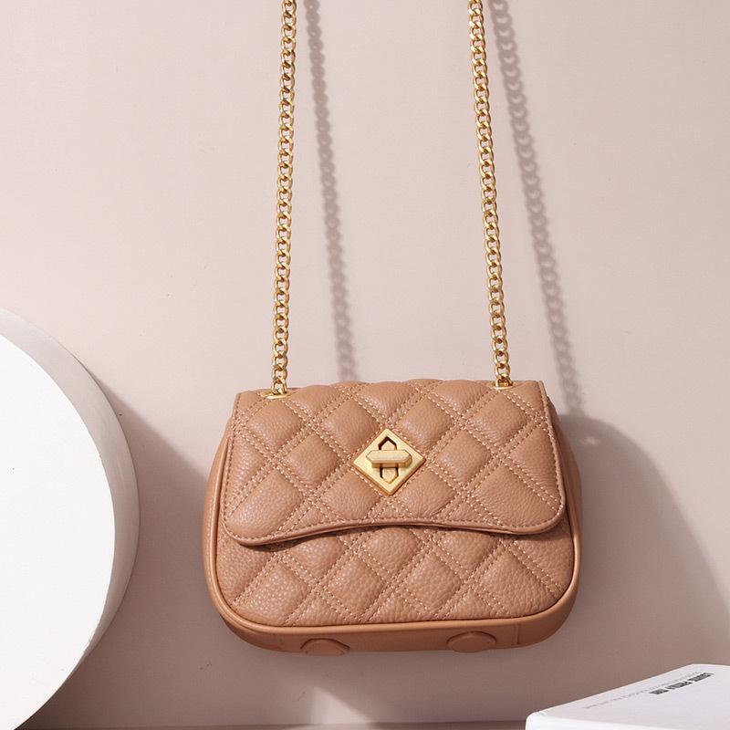 

Высококачественная нишевая сумка-мессенджер, ромбовидная прострочка цепочкой из ниток из натуральной кожи, маленькая квадратная сумка плюс абрикосовый