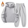 Men's and Women's Thick Plus Velvet Hoodie and Sweatpants Set - European Size, Loose Fit for Spring, Autumn, and Winter.