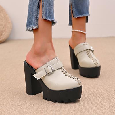 Damensandalen Sommer Hohe Absätze Hausschuhe Schnallen Plateau Klobige Mules Sandalen Elegante Designer Damenschuhe Zapatos De Mujer