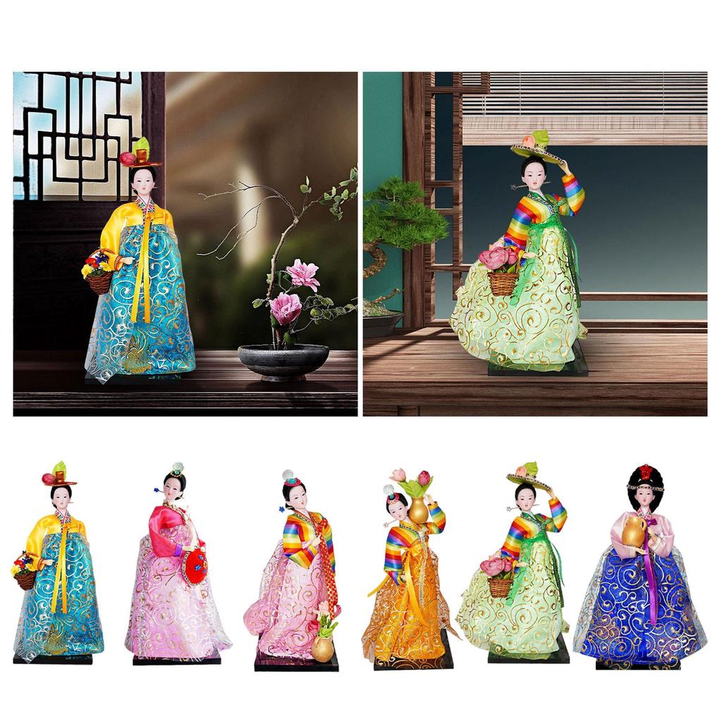 Korean Geisha Figurine Korean Hanbok Geisha Doll Miniature 12 Inch Oriental Doll for Tabletop Home Office Decoration Kids Gift