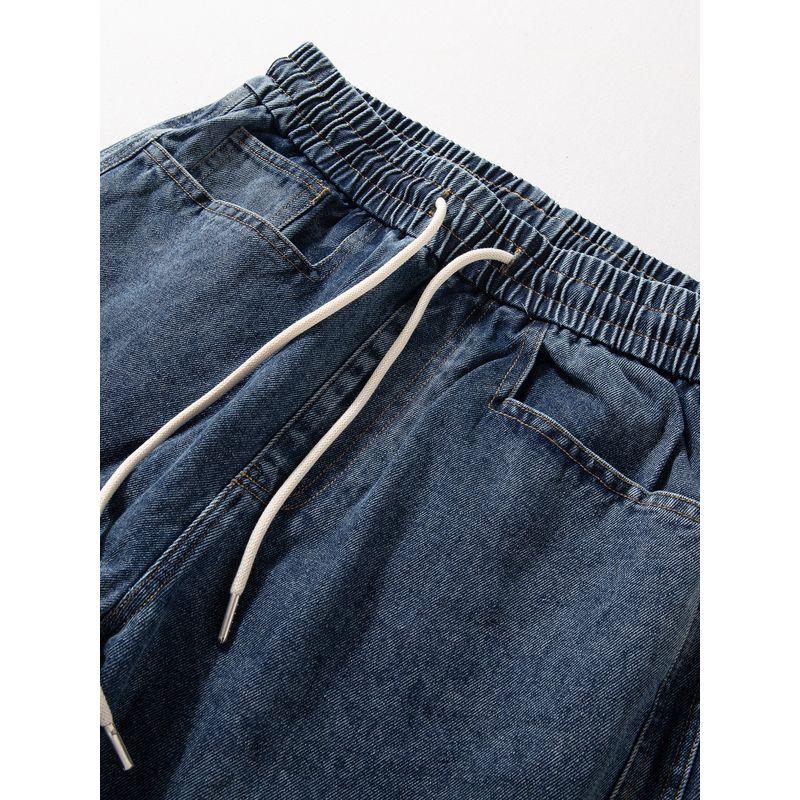 Men's Curved Hem Jeans Autumn/Winter New Style Heavyweight Pants American Retro Loose Straight Casual Wide-Leg Trousers