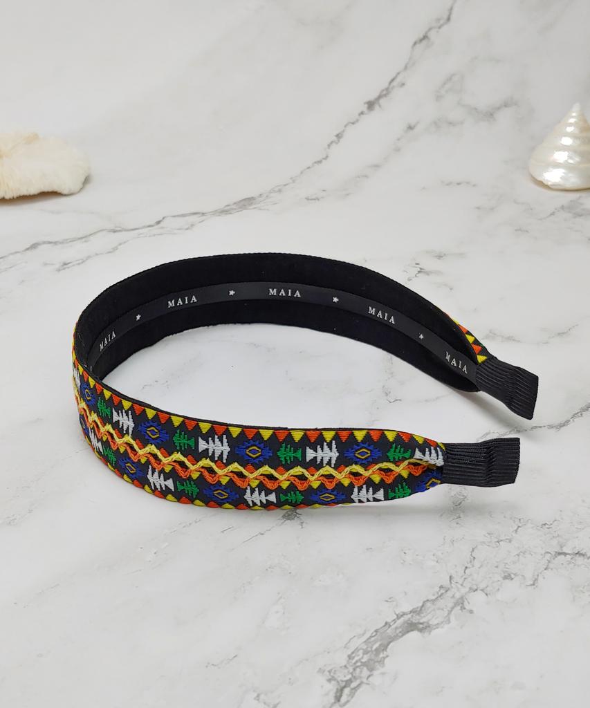 Maia Geometric Pattern Headband - Yellow