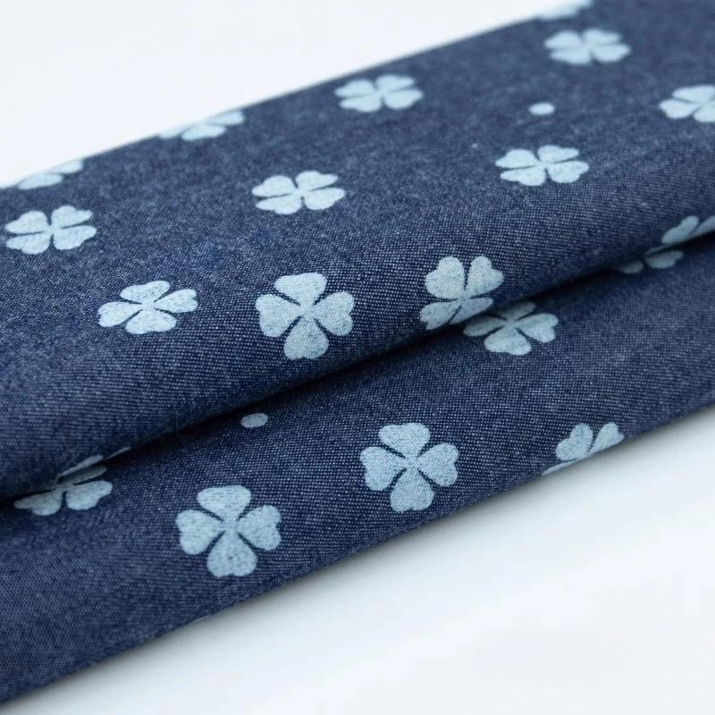 100x150cm Thin Style Washed Printed Fabric Pure Cotton Denim Fabric Summer Clothing Pants Short Dress DIY Clothing Shirt Fabric