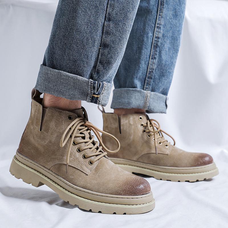 Herren Casual Desert Boots Kuhveloursleder Schuhe Cowboy Work Boots Jugend Streetstyle Frühling Herbst Knöchel Plateau Stiefel
