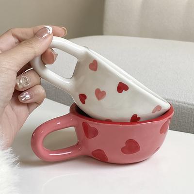 1Pc Love Ceramic Pair Cup, Creative Hand-Painted Ceramic Love Mug, Suitable for Home Decoration, Home Drinking Water
