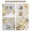 Large 3D Silent Wall Clock for Living Room Bedroom Kitchen Decor Retro Metal Ginkgo Leaf Design In Golden Color 32''x18''