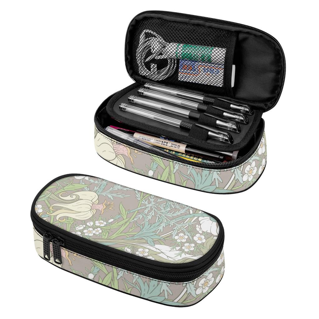 Pencil Case Lightweight Durable 300D Polyester Smooth Zipper with Main Compartment Mesh Pocket and Pen Slots for Classroom Use
