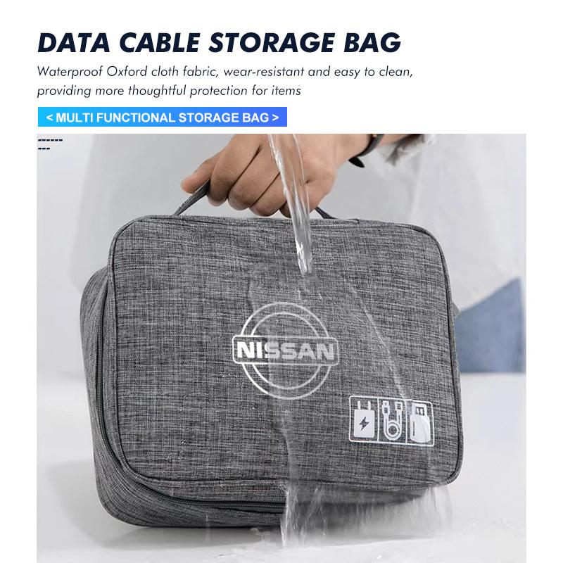 Car Storage Bag Data Cable Organizer Bag Digital Gadgets Case For Nissan Qashqai Juke Sentra Altima Versa Maxima Almera Rogue