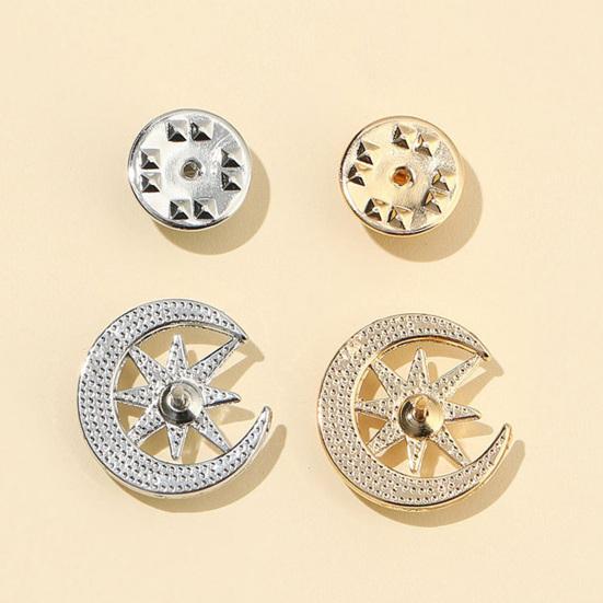 Moon Star Design Brooch Pin for Women, Rhinestones Inlaid Brooch Pin for Dress, Coat, Shawl, Zinc Alloy Badge for Mother, Wedding