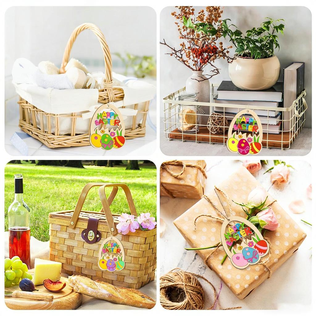 Easter Wooden Chip Hanging Decorations, Small Household Items, Wooden Eggs, Children's Hand-painted DIY Wooden Chips, Baby Doodles