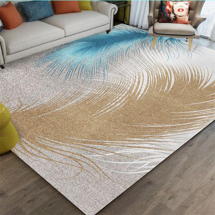 Feather Print Floor Mat Living Room Large Area Anti-Slip Carpet Bedroom Room Bedside Blanket Home Decor