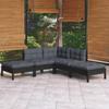 Day and Night - Day and Night Garden Furniture 5 Pieces with Black Pine Wood Cushions