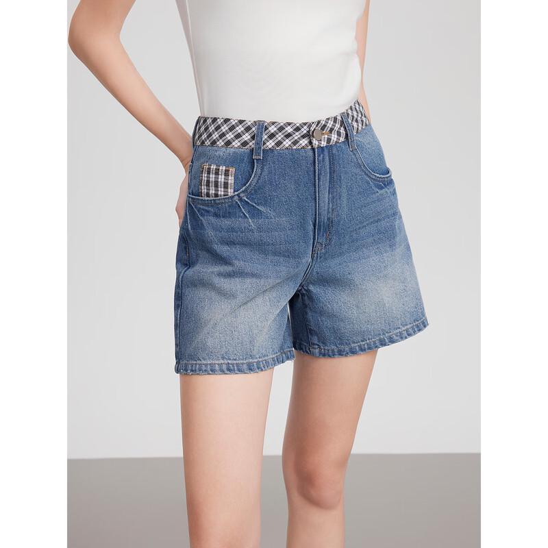 

ELLE Women s French Patchwork Denim Shorts L