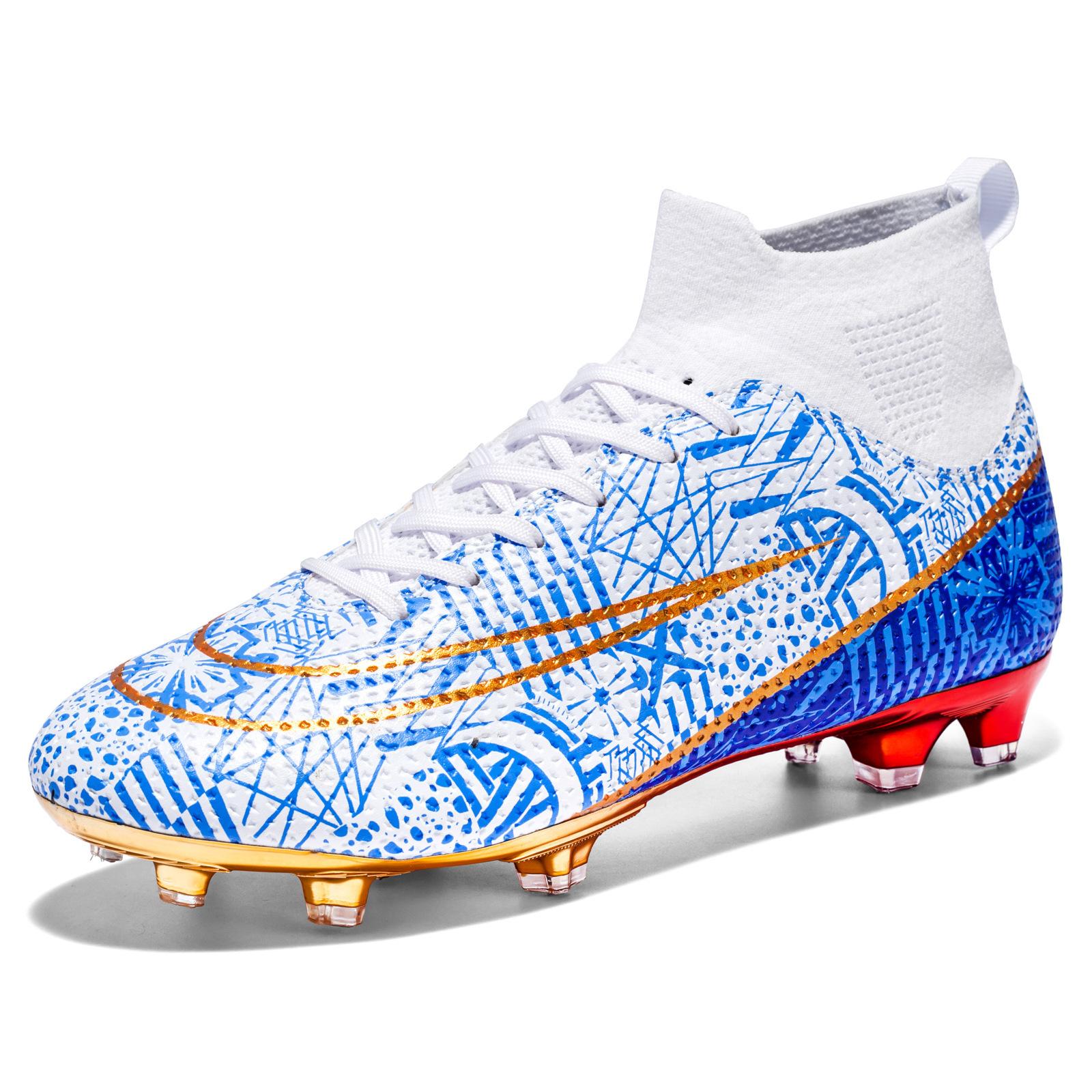 

Electroplated long nail football shoes large size two-color professional training grass leather foot youth football shoes spikes 32