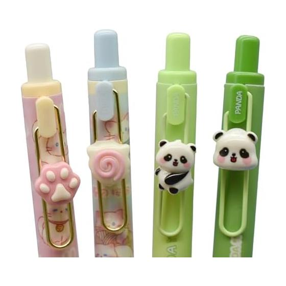 8 Pack Cute Panda Erasable Gel Pens, 0.5mm Black Ink, Knock Type, Smooth Writing, Quick-Drying, Smudge-Proof, Ideal for Students, Office, School