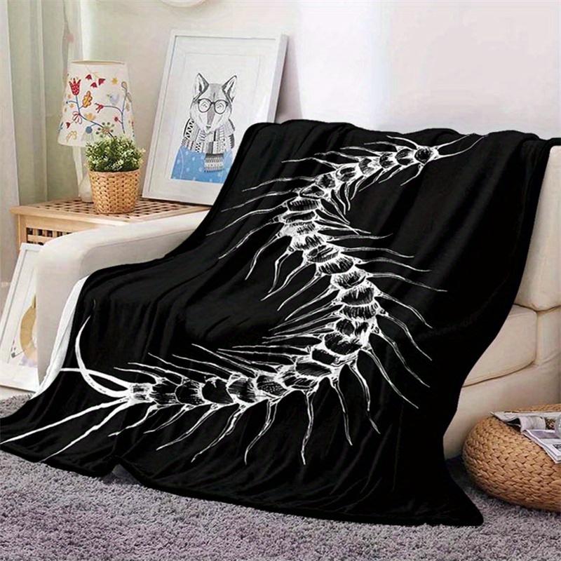 

1pc, Centipede Dark Series Printed Blanket, Soft and Warm Blanket Sofa, Office Bed, Camping and Travel Nap Blanket, Four Seasons Gift Blank 130x150cm