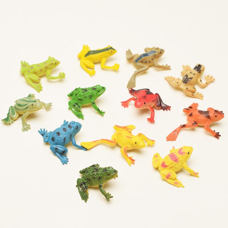 Tropical Rainforest Mini Frog Toys - Set of 12 Amphibian Reptile Landscaping Props