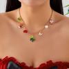 Fashion Christmas Tree Candy Boot Bell Pendant Necklace for Women Handmade Metal Chain Choker Collar Xmas New Year Jewelry Gifts