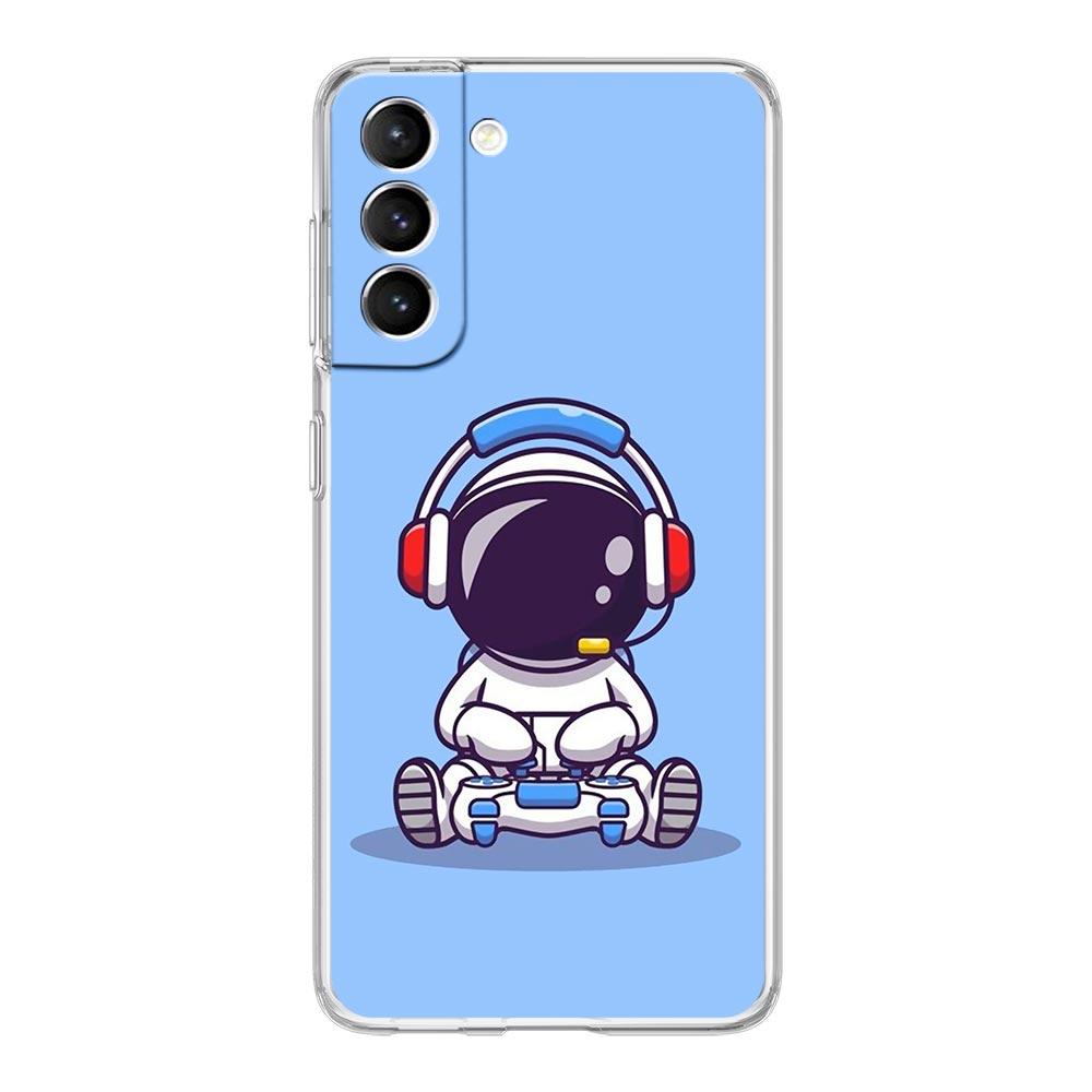 Planet Cute Astronaut Phone Case For Samsung Galaxy S22 5G S20 Ultra S21 FE 5G S10E S9 S8 S10 Plus Note 20 10 Soft Clear Cover