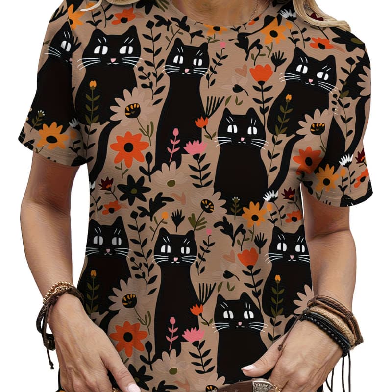 Casual short-sleeved T-shirt, fashionable short-sleeved crew neck top S