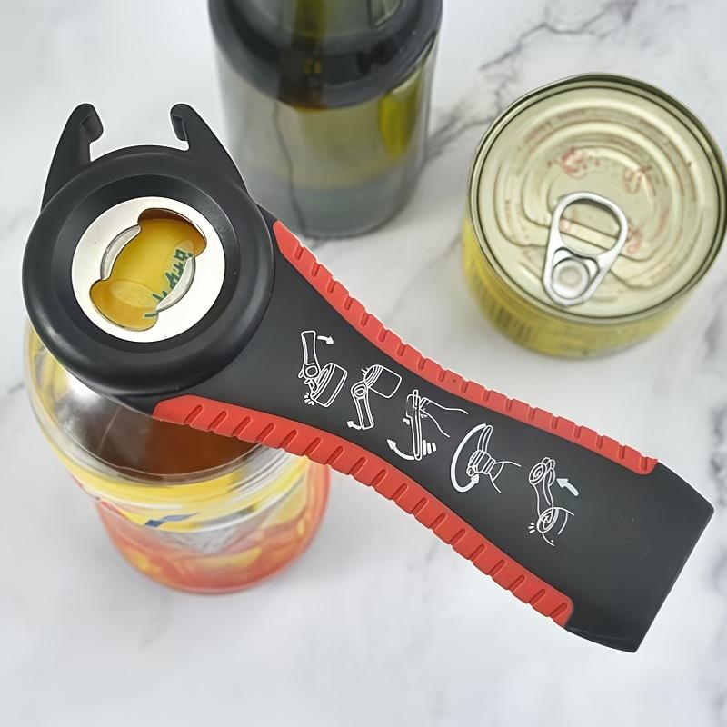 1pc Can Opener Multi Functional Five In One Beverage Bottle Opener Cap Twister Can Opener Anti Slip Cap Twister Wholesale